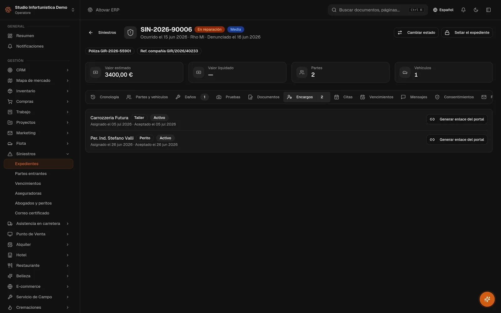 ENCARGOS Y ENLACES DE PORTAL