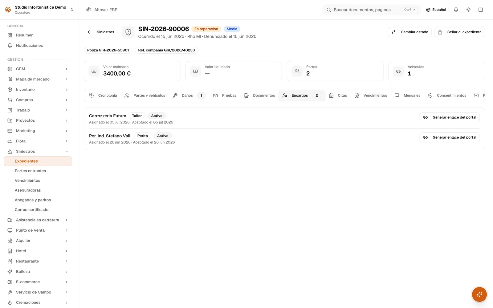 ENCARGOS Y ENLACES DE PORTAL