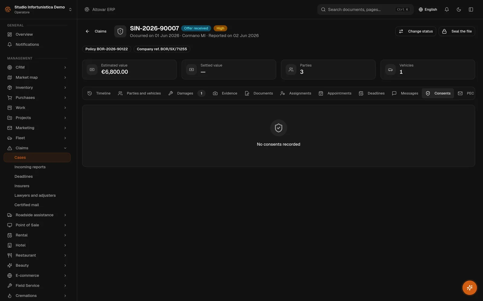 CONSENT RECORD ON THE CLAIM