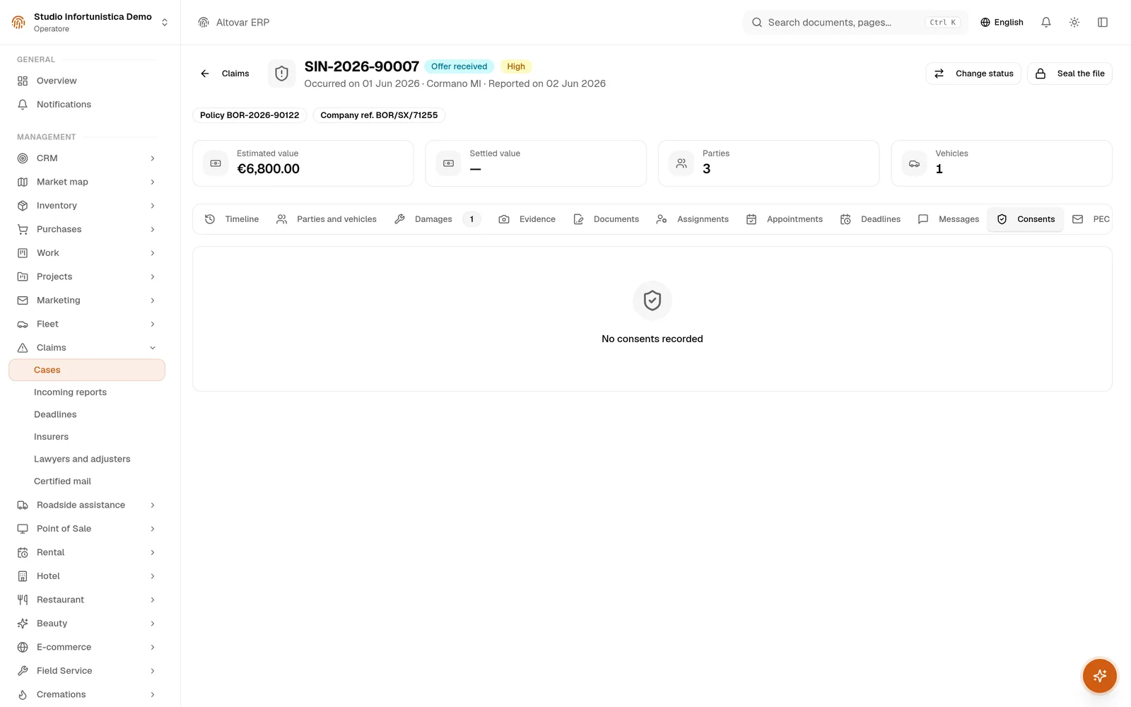 CONSENT RECORD ON THE CLAIM