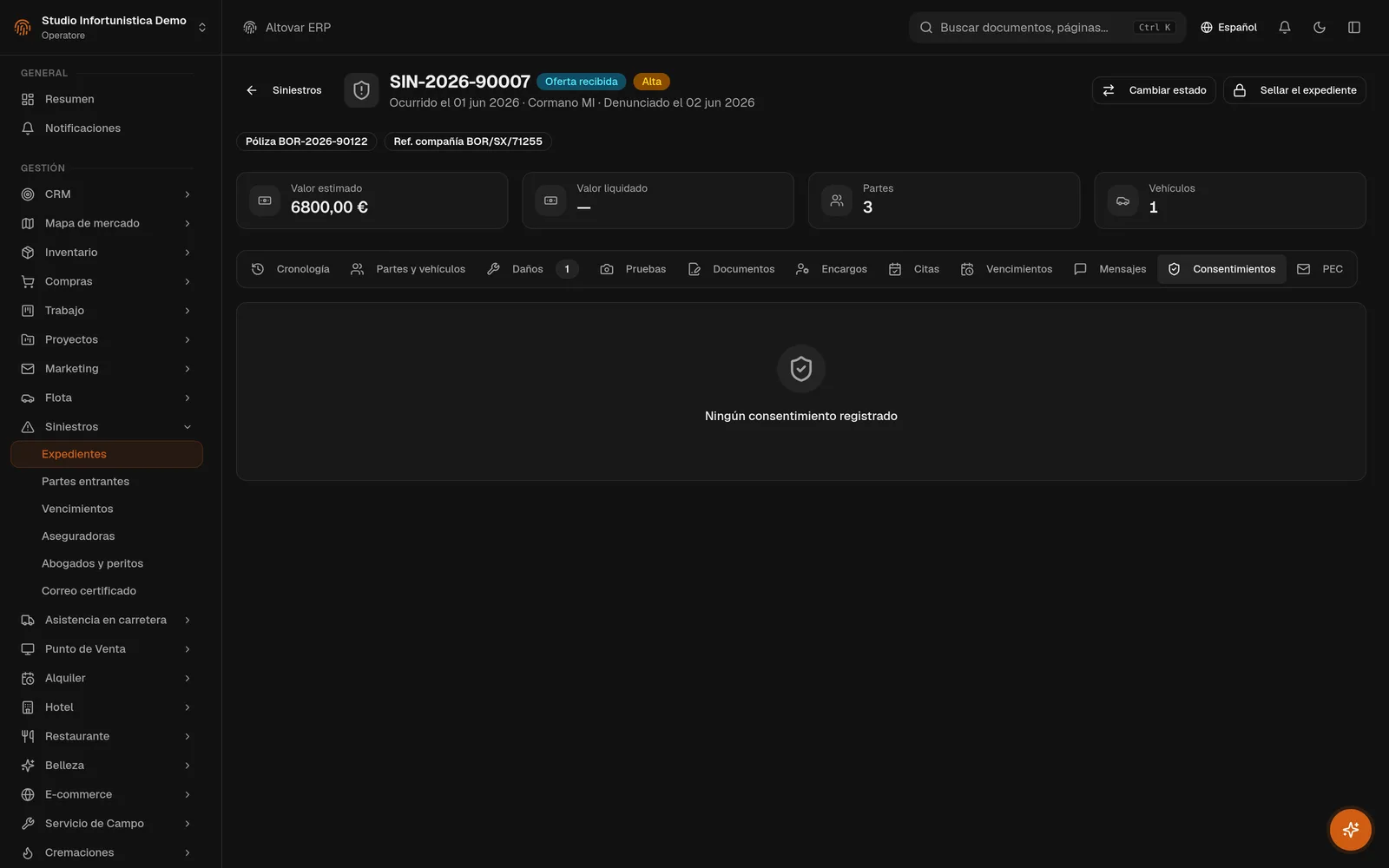 REGISTRO DE CONSENTIMIENTOS DEL EXPEDIENTE