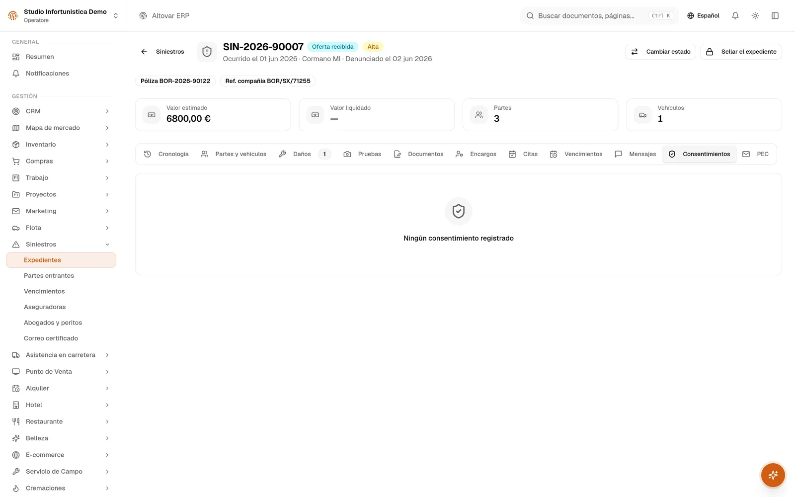 REGISTRO DE CONSENTIMIENTOS DEL EXPEDIENTE