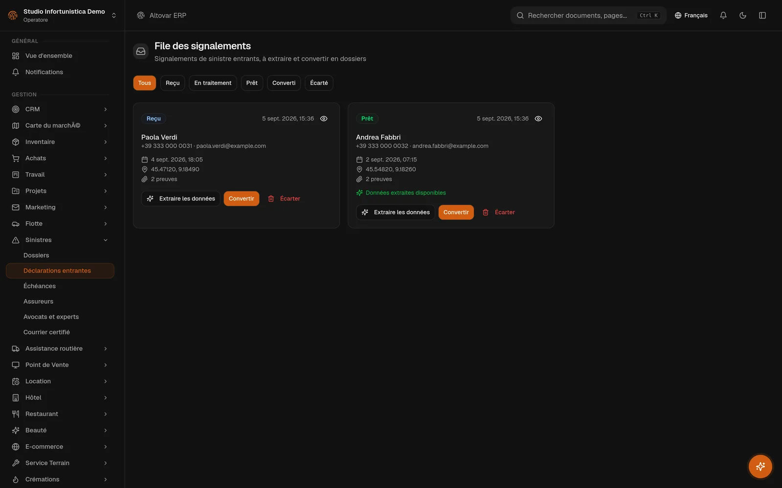 FILE DES SIGNALEMENTS · CE QUE L’APPLICATION A ENVOYÉ